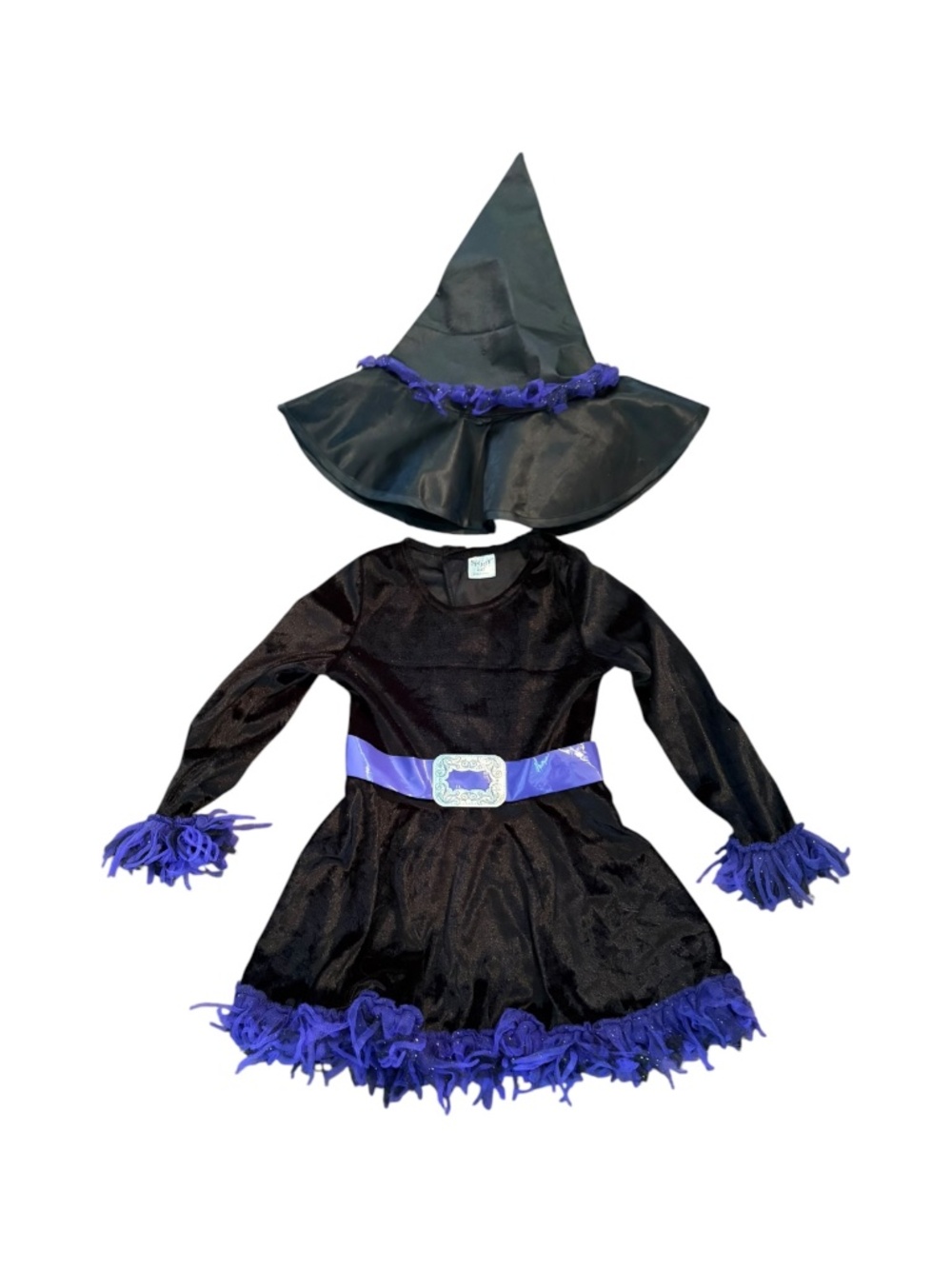 Spirit Girls 3T / 4T Witch Halloween Costume Dress & Hat Black Purple